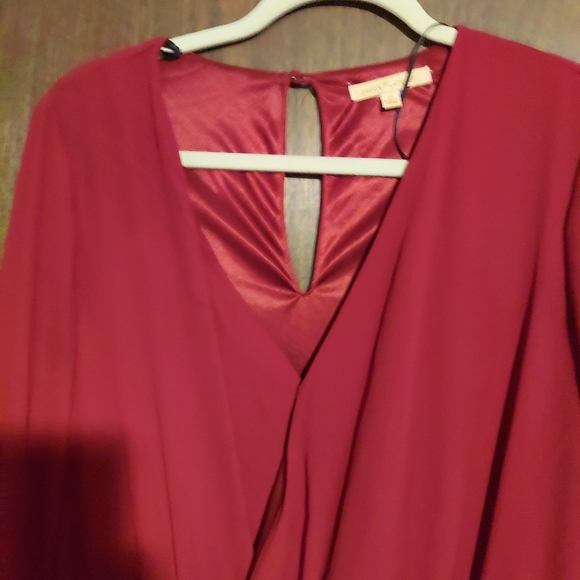 Gibson Latimer Long Sleeve Red Burgundy Wide Leg One Piece jumpsuit Size M - Picture 4 of 10